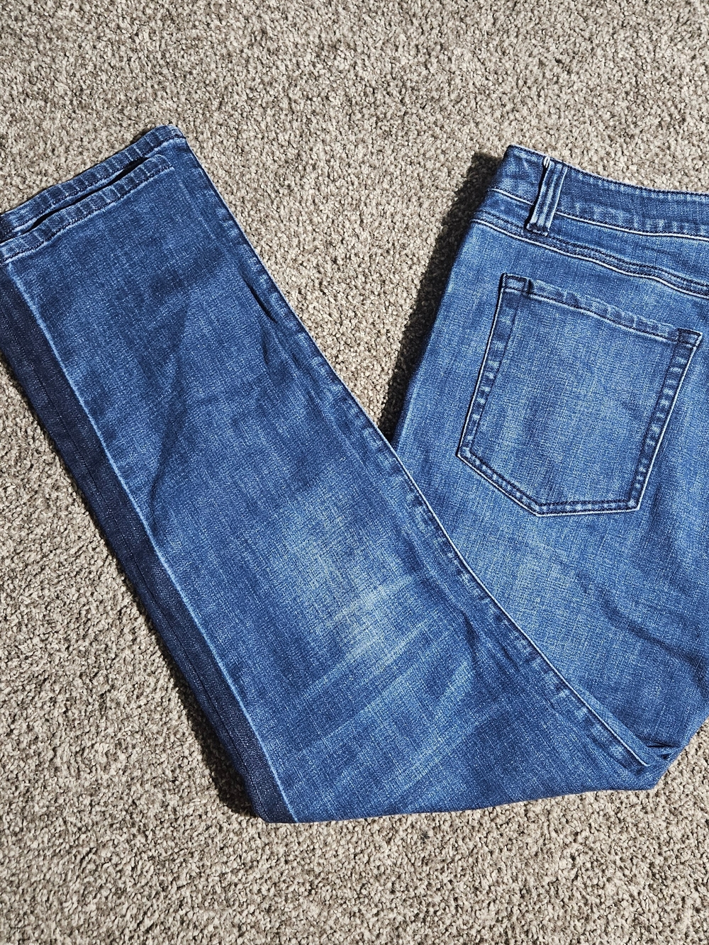 Cabi Womens Jeans Blue Size 14 High Straight Distressed Denim Cotton Polyester
